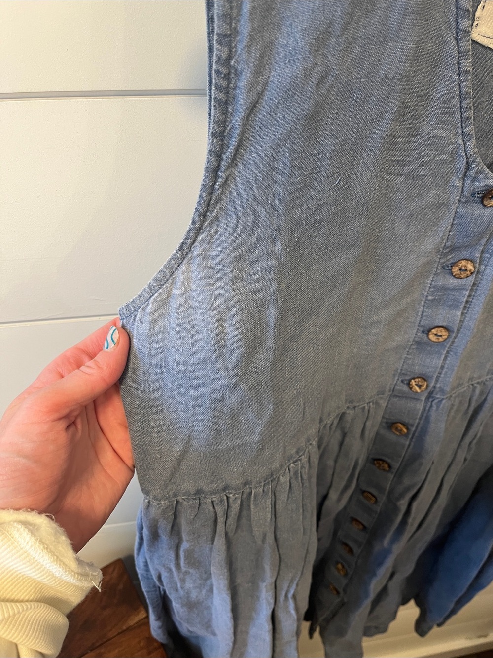 notPERFECTLINEN Sleeveless MAMA Dress in Denim Blue - Picture 4 of 6